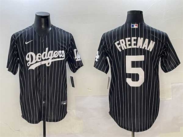 Mens Los Angeles Dodgers #5 Freddie Freeman Black Cool Base Stitched Jersey